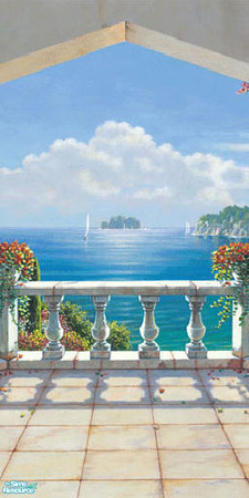 Sims 2 — Bay Mural - #2 by elke — Beautiful mural of a seascape through an arched lanai. Coordinates with Bay Mural #1