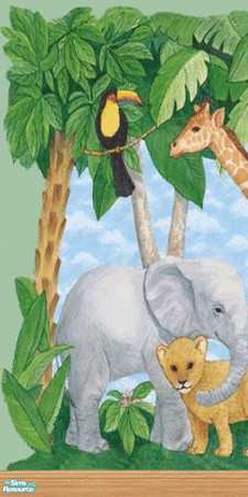 Sims 2 — Teddy Say's Bed: Jungle Mural 1 by Shakeshaft — Part of a recolour set of my Teddy Say's Bed Nursery with a