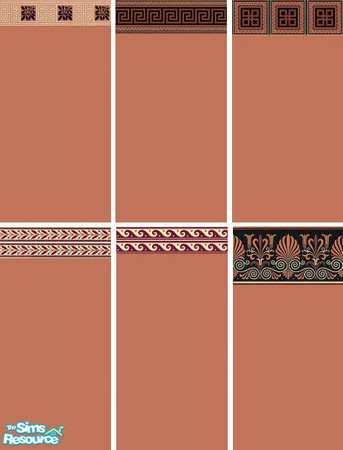 Sims 2 — Victorian Wallpaper Set 03 by jborden928 — Six Victorian styled wallpapers in Terra-Cotta base color