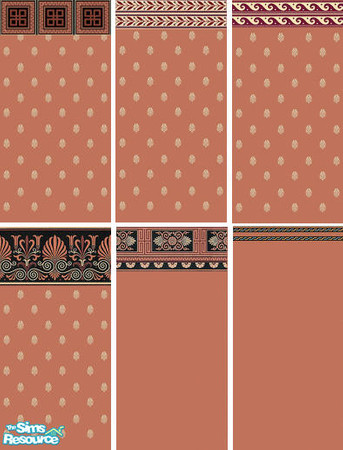 Sims 2 — Victorian Wallpaper Set 02 by jborden928 — Six Victorian styled wallpapers in Terra-Cotta base color