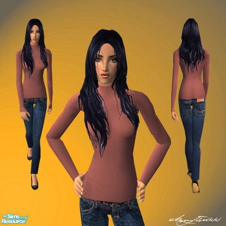 Sims 2 — Turtle Neck/AE Jeans by ohmyitsnikki — Nice and comfy turtle neck matched with dark wash jeans.