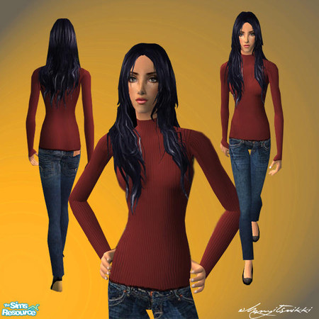 Sims 2 — Turtle Neck/AE Jeans by ohmyitsnikki — Nice and comfy turtle neck matched with dark wash jeans.