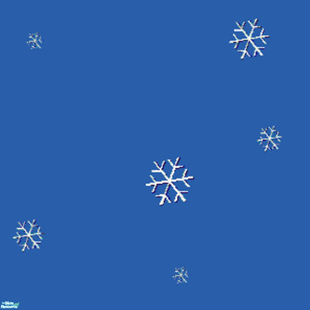 Sims 2 — Blue Snow Flake by Evergreen — This is a blue wall with white little snow flakes on it.