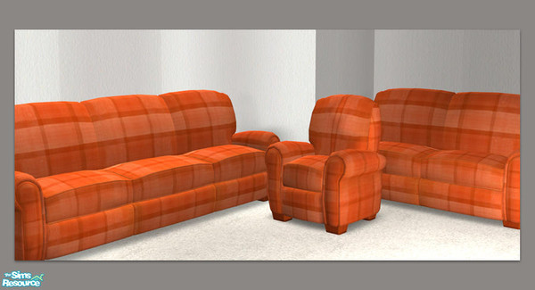 Sims 2 — Orange Stuffy Sofa Love Chair by DOT — Orange Stuffy Sofa Love Chair Winter Squash Orange Sims2 by DOT of The