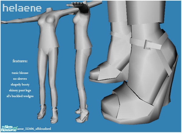 Sims 2 — Helaene - Mesh - Blouse, Pants & Heels by Helaene — New full body mesh featuring gorgeous shoes by Al at