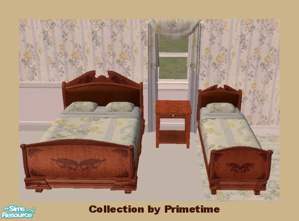 Sims 2 — PTAvignonFloral Stripe Bedroom Blue by Primetime024 — This bedroom is a beautiful floral and stripe print. It is