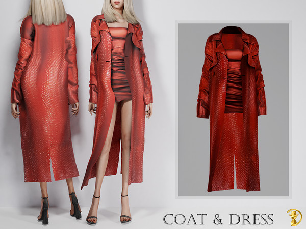 Sims 4 — [PATREON] (Early Access) Coat & Dress by turksimmer — 5 Swatches Compatible with HQ mod Works with all of