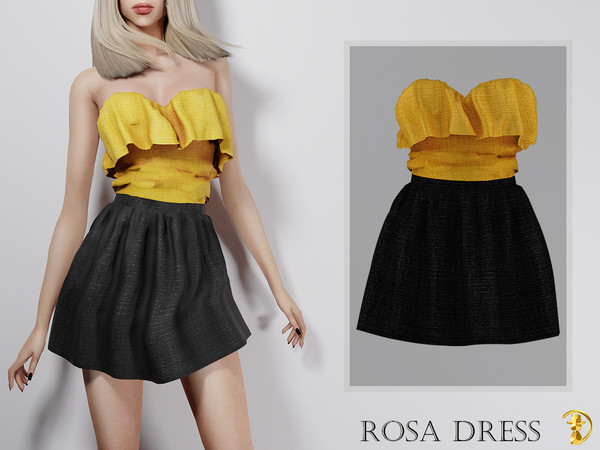 Sims 4 — [PATREON] (Early Access) Rosa Dress by turksimmer — 5 Swatches Compatible with HQ mod Works with all of skins