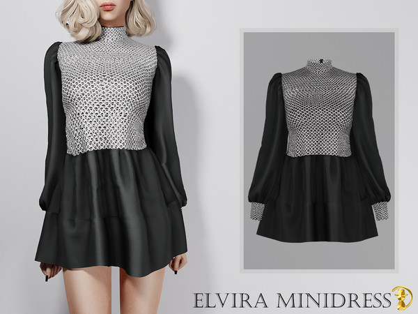 Sims 4 — [PATREON] (Early Access) Elvira Minidress by turksimmer — 10 Swatches Compatible with HQ mod Works with all of