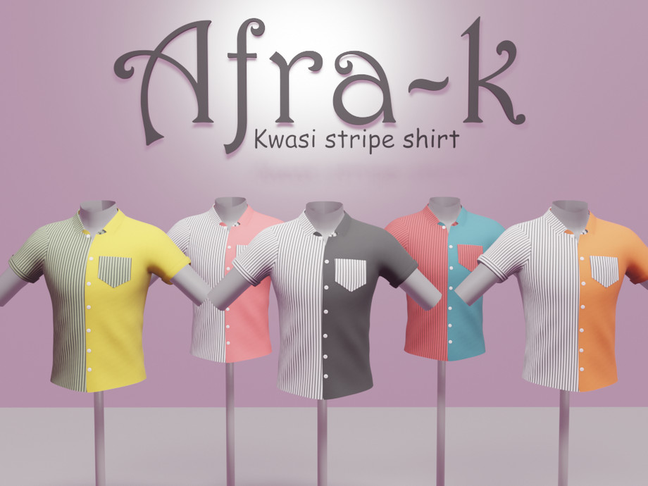 The Sims Resource - Kwasi contrast stripe shirt