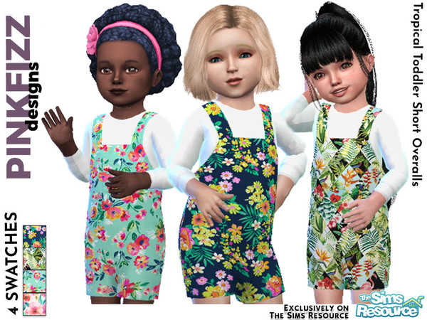 The Sims Resource - Tropical Toddler Short Overalls