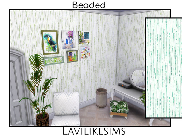 Sims 4 — Beaded  by lavilikesims — A beautiful climbing wallpaper sure to bring height to any room in a beaded pattern.