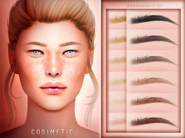Sims 4 — COSIMETIC | Eyebrows N27 by cosimetic — - Contains [ 15 ] colors in HQ texture. - Custom thumbnail. (