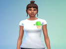Sims 4 — Cactus T-shirt by CarmiSmart — White t-shirt with cactus print. For girls: teens, young adults, adults