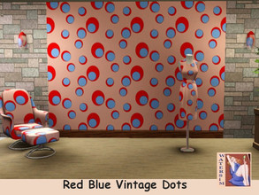 Sims 3 — ws Red Blue Vintage Dots  by watersim44 — Selfmade created pattern with dots. Channel 2, Category Geometric