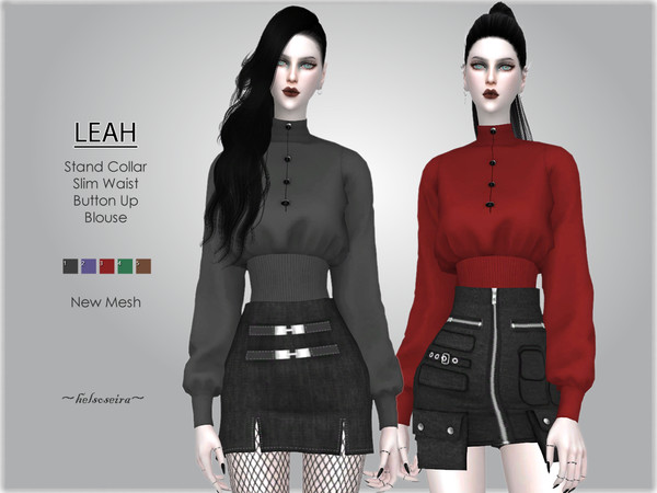 The Sims Resource - LEAH - Stand Collar Blouse