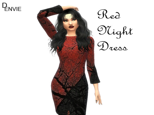 The Sims Resource - RedNight Dress by DENVIESTUDIO