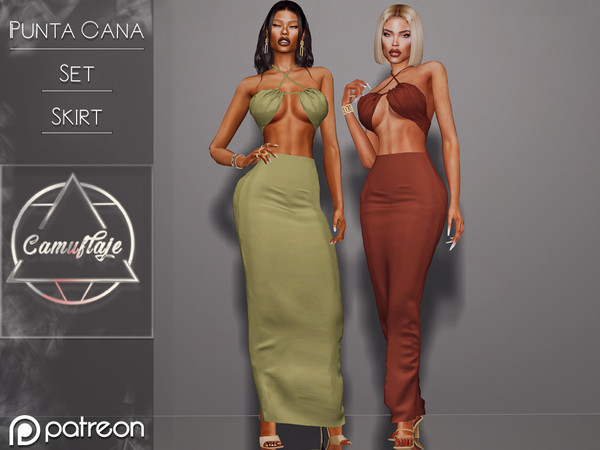 Sims 4 — [PATREON] CAMUFLAJE - Punta Cana Set (Skirt) *Early Access* by Camuflaje — * New mesh * Compatible with the base