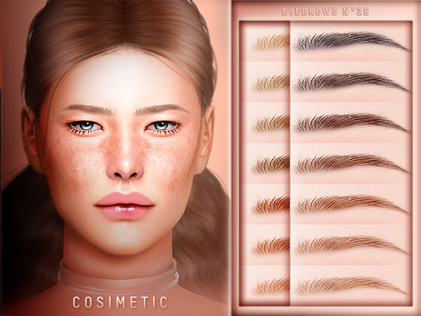 Sims 4 — COSIMETIC | Eyebrows N28 by cosimetic — - Contains [ 14 ] colors in HQ texture. - Custom thumbnail. (