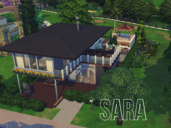 Sims 4 — Sara by GenkaiHaretsu — Small modern house with amazing garden space