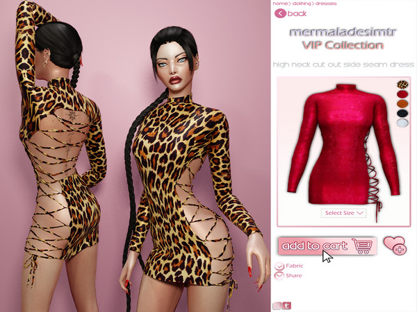 Sims 4 — [PATREON] (Early Access) High Neck Cut Outside Seam Dress  by Mermalade — - 5 Swatches - New Mesh - All Lods -