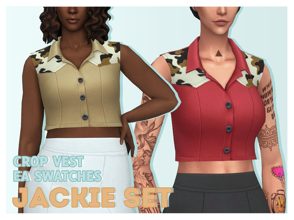Sims 4 — [Soli] GP07 Jackie Cropped Vest by Solistair — Female Top EA Original Swatches Base Game Compatible All LODs