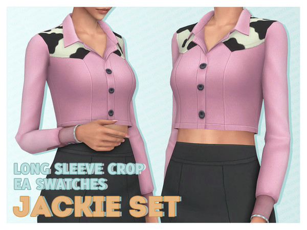 Sims 4 — [Soli] GP07 Jackie Long-sleeve Crop by Solistair — Female Top EA Original Swatches Base Game Compatible All LODs