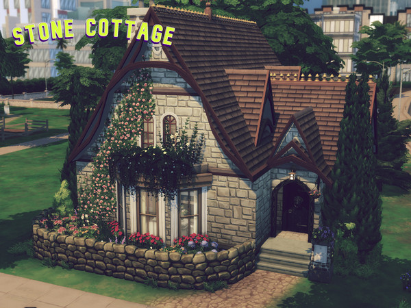 Sims 4 — Stone Cottage by GenkaiHaretsu — Small stone cottage in old english style.