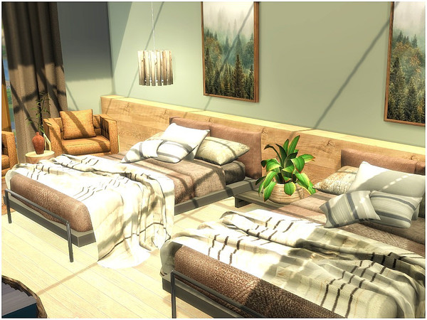 Sims 4 — Double Room by lotsbymanal — A small modern bedroom..