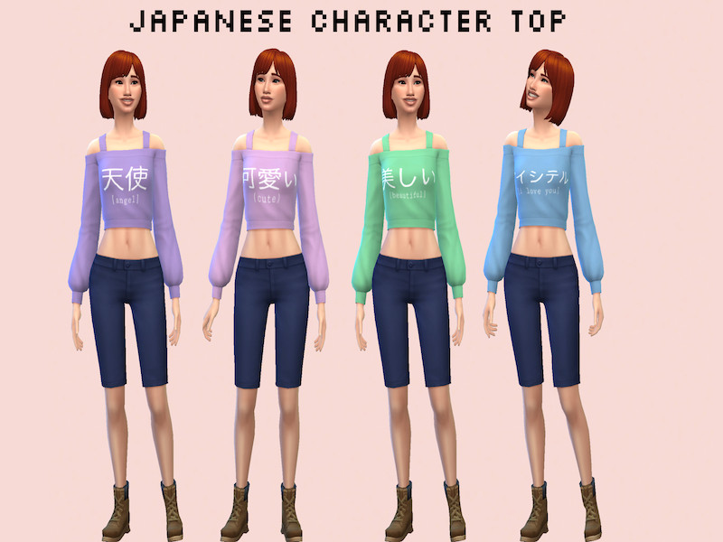 Sims 4 The Sims Resource | Japanese Character Top by TSR Creator
