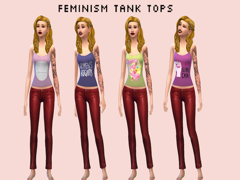Sims 4 Feminism Tank Tops by GalaxyUnicorn1
