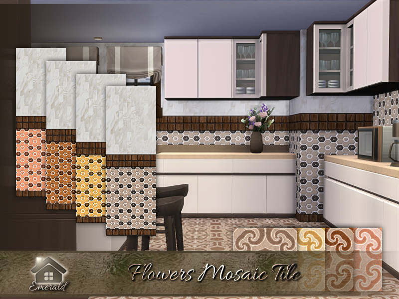 The Sims Resource - Flowers Mosaic Tile