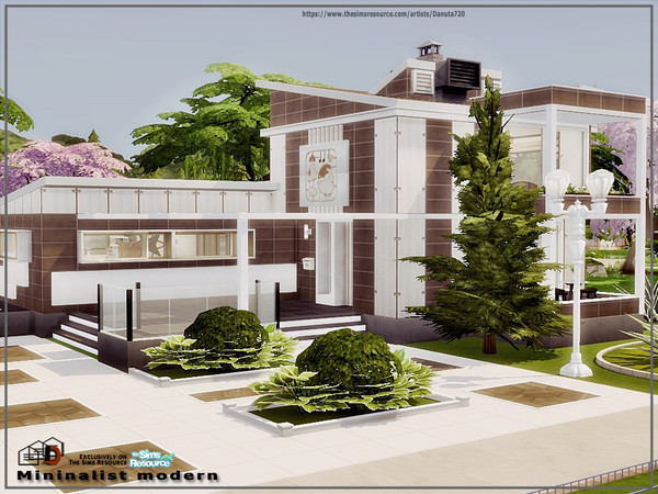 Sims 4 — Mininalist modern by Danuta720 — Cost: $95432 Lot Size: 30x30 1 bedroom 2 bathroom 2 stories No CC by Danuta720