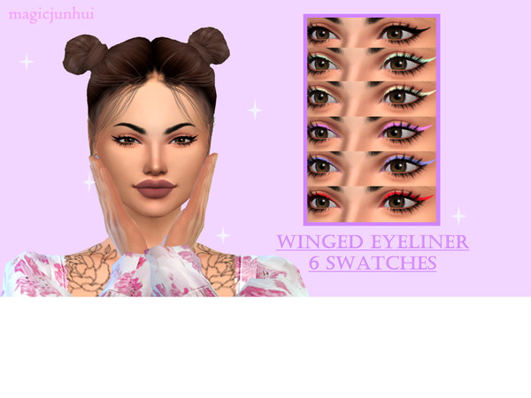 Sims 4 — Winged Eyeliner by magicjunhui — Winged eyeliner with 6 swatches 