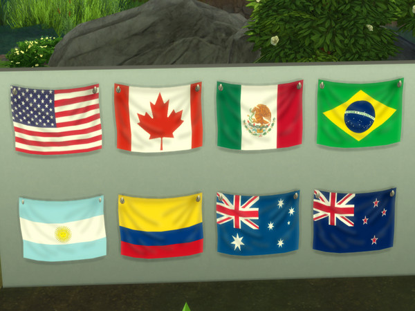 Sims 4 — [necroNomadic] Country Flags 1 by necrogypsy — Flags of North & South America, as well as Oceania