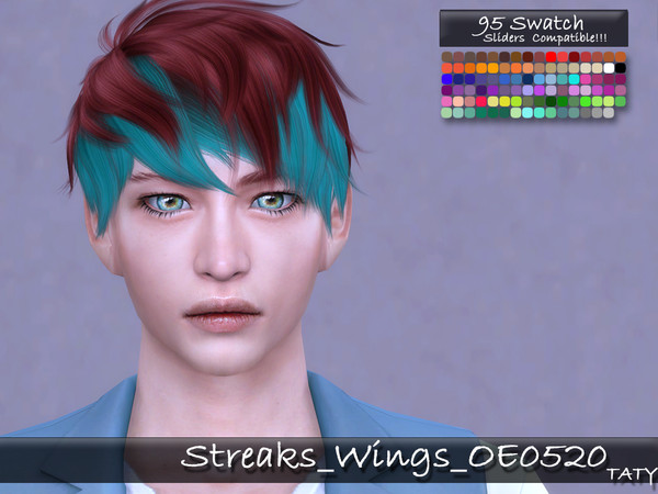 Sims 4 — [Ts4]Taty_Streaks_Wings_OE0520 by tatygagg — - This is a costume makeup which allows to add color streaks to the