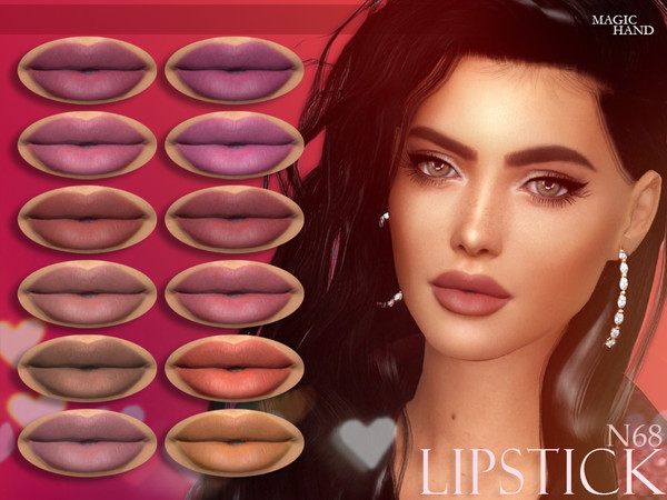 Sims 4 — [MH] Lipstick N68 by MagicHand — --12 available colors-- --Compatible with HQ settings-- --CAS thumbnail--