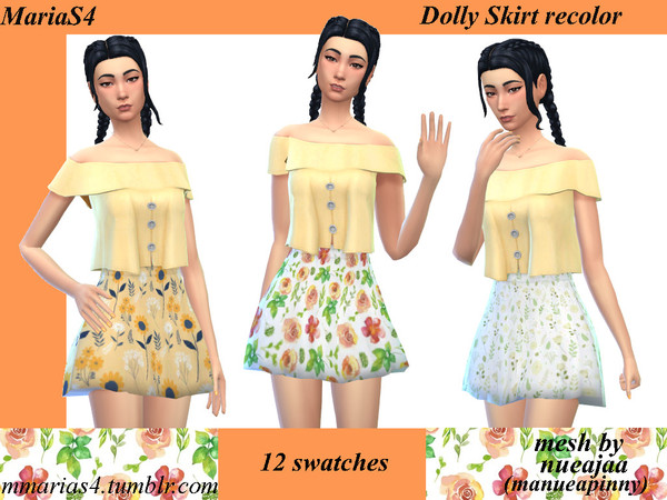Sims 4 — MariaS4 Dolly Skirt Floral Patterns Recolor (needs mesh) by MMariaS4 — A recolor of the Dolly Skirt by