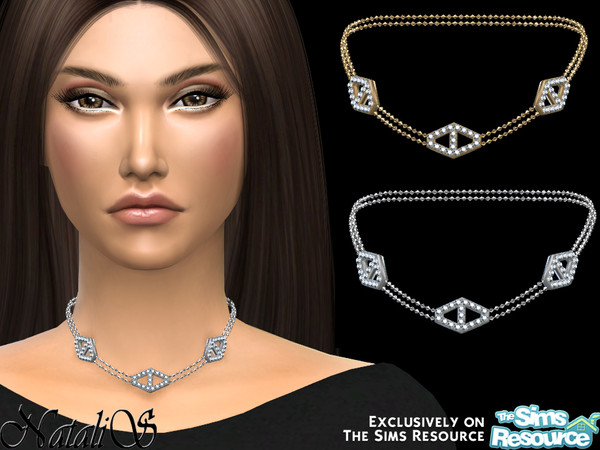 The Sims Resource - NataliS_Diamond hexagon chain necklace