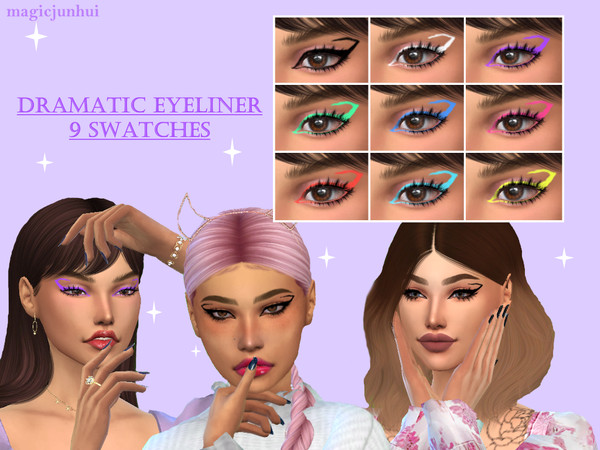 Sims 4 — Dramatic Eyeliner by magicjunhui — Dramatic Eyeliner 9 colours Feminine - teen to elder No custom thumbnail in