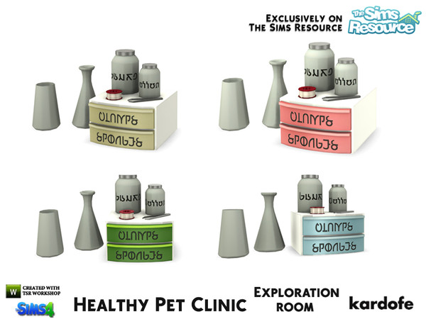 Sims 4 — kardofe_Healthy Pet Clinic_Medical utensils by kardofe — Decorative group of medical utensils, in four color