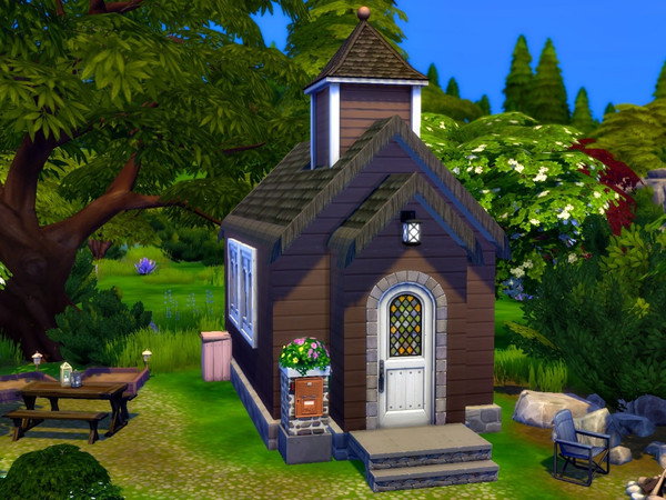 Sims 4 — Converted Chapel by MichaelaCreates — A micro home which is a converted chapel in the middle of nowhere can