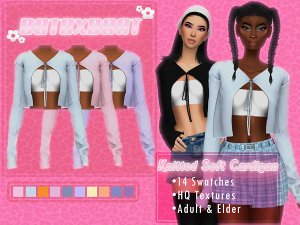 The Sims Resource - [B0T0XBRAT] Knitted Soft Cardigan
