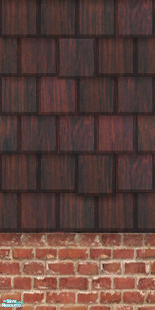 Sims 2 — Wood Shakes - ThaiRosewood b/b by TSR Archive — Natural wooden shakes in a rich, thai rosewood with a brick