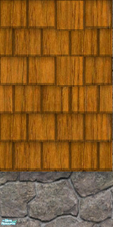 Sims 2 — Wood Shakes - Teak w/rock bottom by TSR Archive — Shakes made of rich teak wood with a rock bottom. 