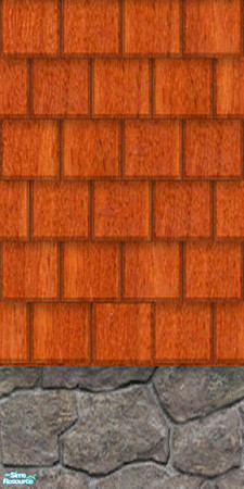 Sims 2 — Wood Shakes - Kempa w/rock bottom by TSR Archive — Kempa wood shakes with a rock bottom for creating a