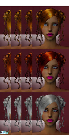 Sims 2 — The Metallic Hair Collection by Shimona70 — The Metallic Hair Collection consists of gold, copper and silver. I