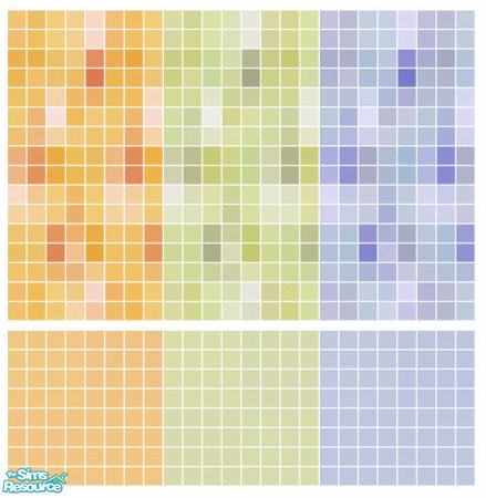 Sims 2 — Vacation Tile Set by s00z — Three tiled walls with coordinating floors