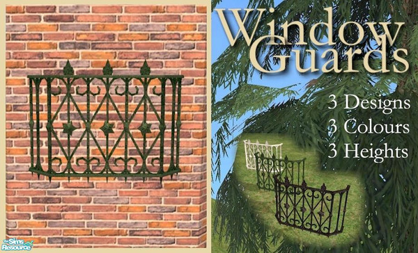 Sims 2 — Window Guards - Green Recolour by Cyclonesue — A recolour for the Wrought Iron Window Guards set.