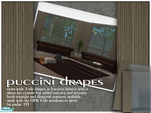 Sims 2 — 3-tile Curtain - #397989 Recolor by Padre — Puccini 3-tile wide curtain, floor to ceiling, designed to cover the